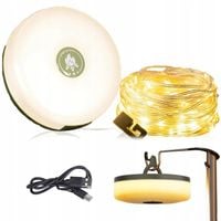 OŚWIETLENIE NAMIOTU KEMPINGOWEGO LED CIEPŁE ŚWIATŁO + BIAŁE ŚWIATŁO 1800MAH