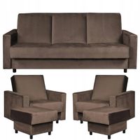 Zestaw mebli wypoczynkowy Alicja wersalka kanapa fotele pufy