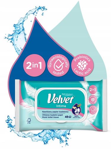 Velvet papier toaletowy nawilżany INTIMA 16 szt na Arena.pl