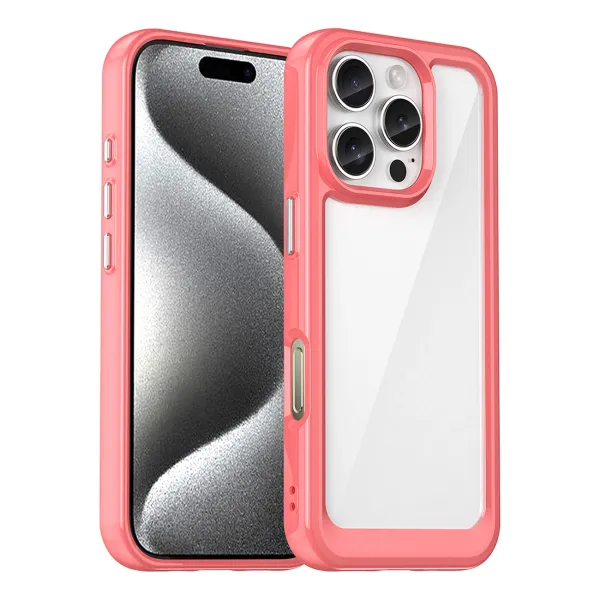 etui outer space case z żelową ramką do iphone 16 pro max - czerwone zdjęcie 1