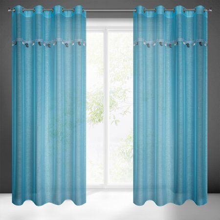 Firana gotowa na przelotkach CAR-2 140x250 Eurofirany niebieska zdjęcie 1