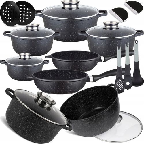 KOMPLET GARNKÓW MARMUROWYCH PATELNIA ZESTAW GARNKI INDUKCJA na Arena.pl