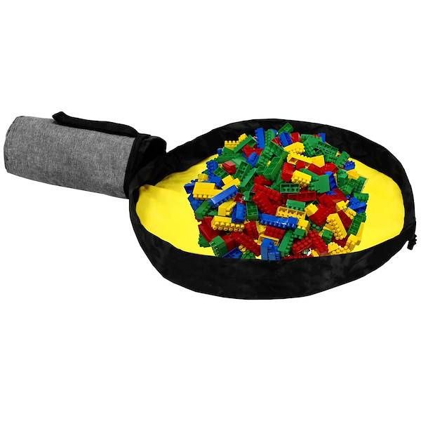 Kosz do przechowywania zabawek pojemnik z uchem szaro-żółty zdjęcie 5