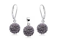 WISZĄCY KOMPLET SWAROVSKI GRAFITOWE KULKI 10MM