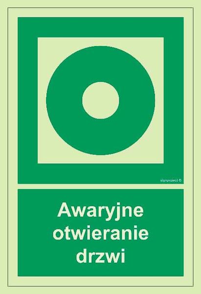 Awaryjne Otwieranie Drzwi  Płyta Znak Święcący W Nocy 100 X 150 + Przylepce zdjęcie 1