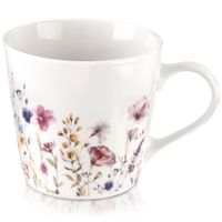 Kubek Porcelanowy do Picia Kawy Herbaty Ziół Napojów Kwiaty Kwiatki 430 ml