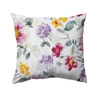 Bawełniana Poszewka Na Poduszkę – Akwarelowe Kwiaty na Białym Tle