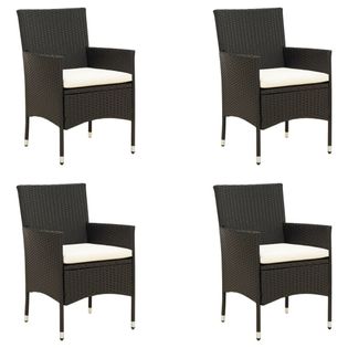 Lumarko Krzesła ogrodowe z poduszkami, 4 szt., polirattan, czarne