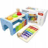 DREWNIANY NIEBIESKI WIBIJAK SENSORYCZNY ZABAWKA CYMBAŁKI Z MŁOTECZKIEM