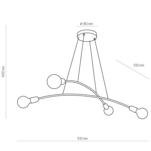 Pokojowa lampa wisząca kule Helix 2724 TK Lighting metalowa czarna na Arena.pl