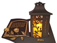 BRAT BRATU ZNICZ LAMPION NA GRÓB LATARNIA CZARNA ZE ŚWIECĄ SKOS SENTENCJA