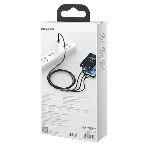 Kabel przewód 3w1 USB USB-C Iphone Lightning microUSB 3.5 A 1.5 m czarny na Arena.pl