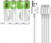 WIELOKROTNE BATERIE PALUSZKI AKUMULATORKI 10440 4 SZT ŁADOWANE KABLEM USB-C