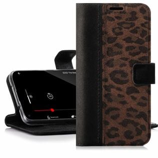Etui do Nokia 7.1 Wallet case - Nubuk Czarny i Pantera - Surazo® ze Skóry Naturalnej