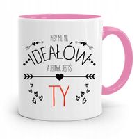 Kubek Różowy Na Walentynki Nie Ma Ideałów Z Nadrukiem Ze Zdjęciem