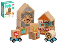 Kolorowe klocki drewniane – Miasto – 15 elementów