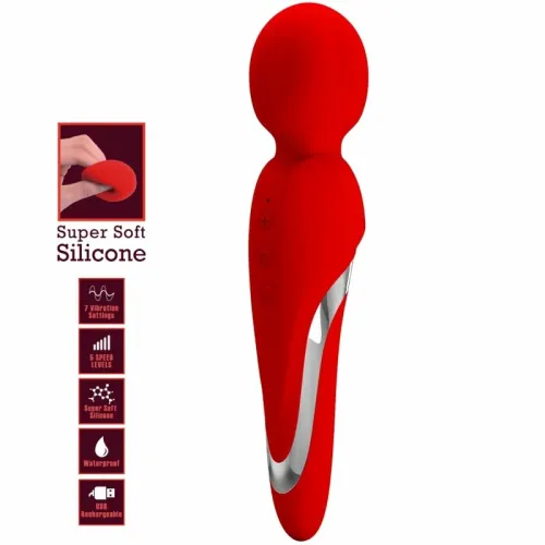 pretty love walter masażer silikonowy czerwony, 7 trybow, usb na Arena.pl