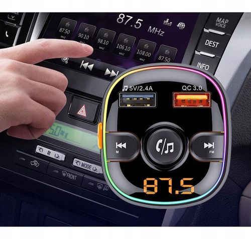 Transmiter FM Bluetooth v.5.0 USB QC3.0 + USB 2.4A microSD MP3 FLAC na Arena.pl