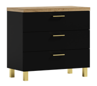 Komoda Nela 60 z 3 szufladami blat 32 czarna (W7)