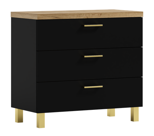 Komoda Nela 60 z 3 szufladami blat 32 czarna (W7) na Arena.pl