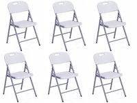 ZESTAW 6 SZTUK KRZESŁO KATERINGOWE OGRODOWE SKŁADANE BIAŁE BANKIET KOMUNIA