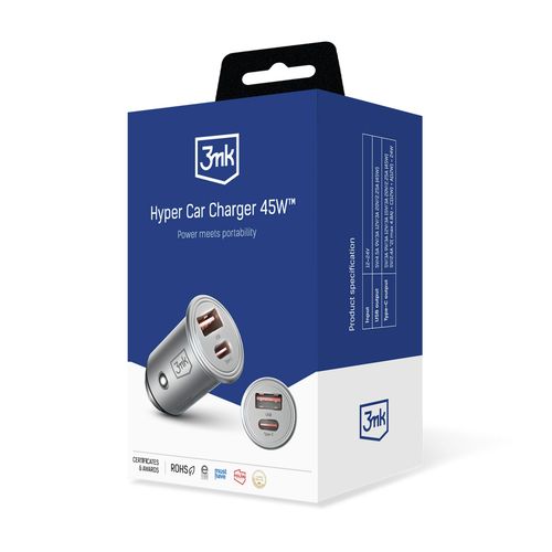 accessories - 3mk hyper car charger 45w pd qc pps usb 1a1c silver na Arena.pl
