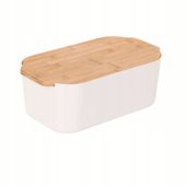 CHLEBAK PLASTIKOWY BEŻOWY BAMBUSOWA POKRYWKA DO PIECZYWA 33 X 18,5 X 12 CM