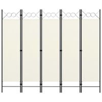 Parawan 5-panelowy, kremowy, 200 x 180 cm