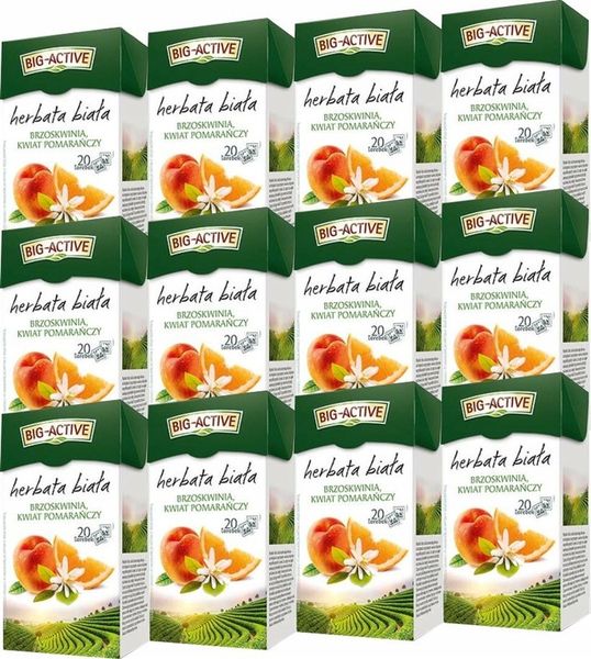 (x12) BIG ACTIVE Herbata Biała 20tb Brzoskwinia Pomarańcza zdjęcie 1
