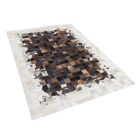 Dywan patchwork skórzany 140 x 200 cm brązowo-beżowy OKCULU