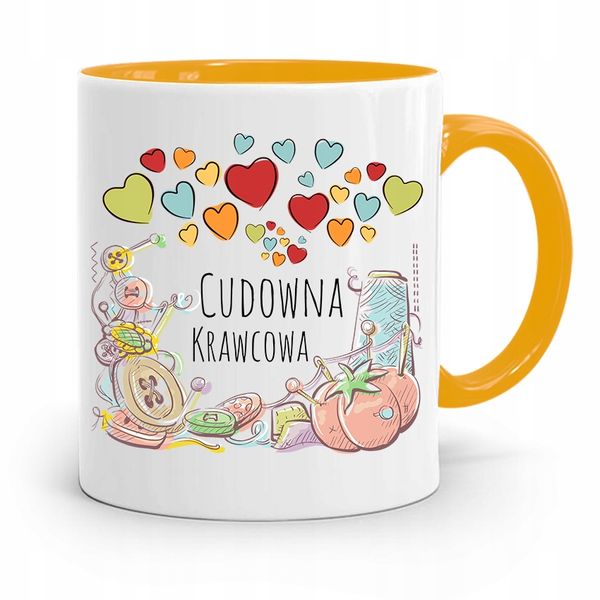 Kubek Żółty Dla Krawcowej Cudowna Krawcowa Z Nadrukiem Ze Zdjęciem zdjęcie 1