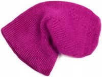 Czapka zimowa damska Angora Street - długa, beanie, angorowa Fuksja