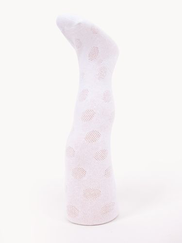 Rajstopy dziewczęce bawełniane żakardowe białe kółeczka 80-86 YOCLUB na Arena.pl