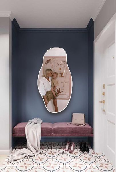 Lustro ścienne asymetryczne 40x75 cm - Biała rama zdjęcie 2