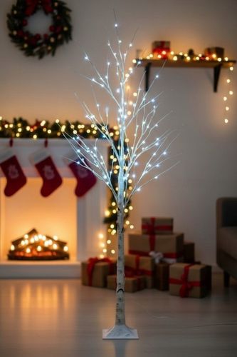Drzewko Świąteczne Ozdobne Świecące LED BRZOZA 150 cm Lampki Białe Zimne na Arena.pl