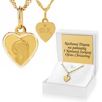 ZŁOTY medalik z łańcuszkiem Prezent na KOMUNIĘ od ojca chrzestnego