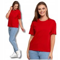 T-SHIRT DAMSKI Gładka Koszulka z Krótkim Rękawem Luźna Bluzka MORAJ L
