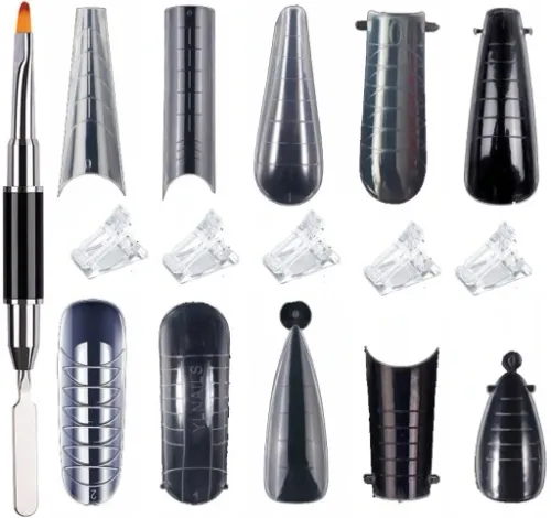 ZESTAW Formy DUAL DO AKRYLOŻELU 12 rodzajów MIGDAŁ pędzelek zaciskarka na Arena.pl