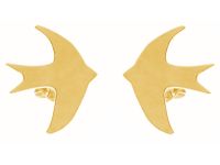 Delikatne pozłacane srebrne gładkie kolczyki celebrytka jaskółki ptaki swallows srebro 925 V033G