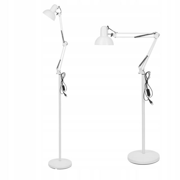 Lampa Podłogowa Stojąca Biała LED E27 Kreślarska Regulowana do zdjęcie 4