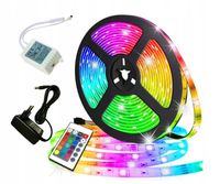 LEDY WODOODPORNE KOLOROWE TAŚMA RGB 5m Z PILOTEM