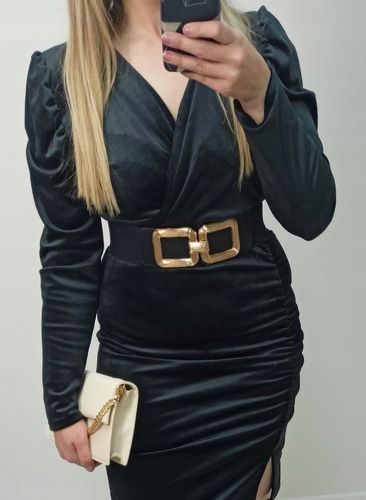 Elastyczny pasek ZŁOTA KLAMRA kwadraty na Arena.pl