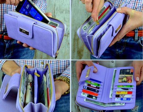 PORTFEL DAMSKI DUŻY TOREBKA NA ZAMEK PODWÓJNY MODNY ORGANIZER SUWAK STYLOWY na Arena.pl