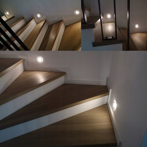 Opawa schodowa Oświetlenie schodowe Lampka LED 230V Okrągła ZŁOTA / na Arena.pl