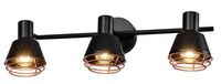 Neria lampa sufitowa listwa czarny 3x40W E14 klosz miedziany