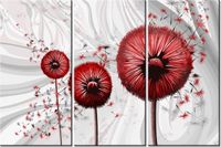 60 90CM OBRAZ 3 ELEM CZERWONE DMUCHAWCE 3 DRUK PŁÓTNO RAMA