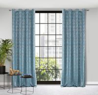 Zasłona gotowa na przelotkach LAURA 140x250 Eurofirany niebieska złota