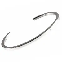 ELEGANCKA OWALNA GŁADKA OTWARTA SZTYWNA SREBRNA BRANSOLETA WYSOKI POŁYSK