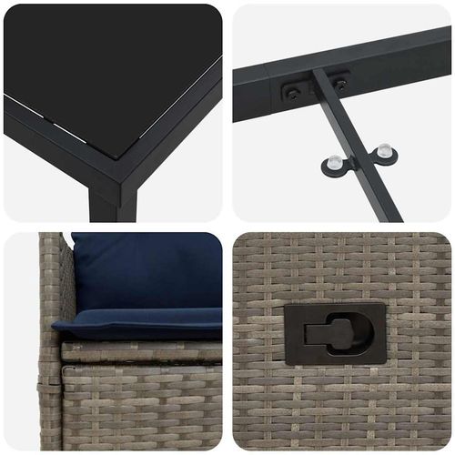 Zestaw do jadalni w ogrodzie 3 pcs Szary polirattan na Arena.pl