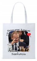 Donald Tusk Platforma Torba Eco Biała Shopper Z Nadrukiem Ze Zdjęciem